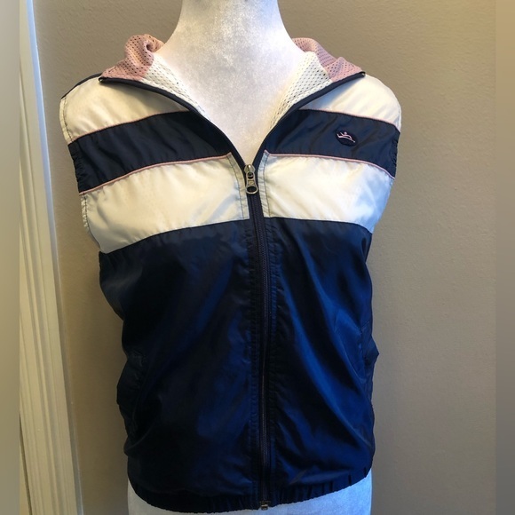 Vintage Hanes Sport Windbreaker Vest Girls Size 10/12 Pink Navy - Picture 1 of 7